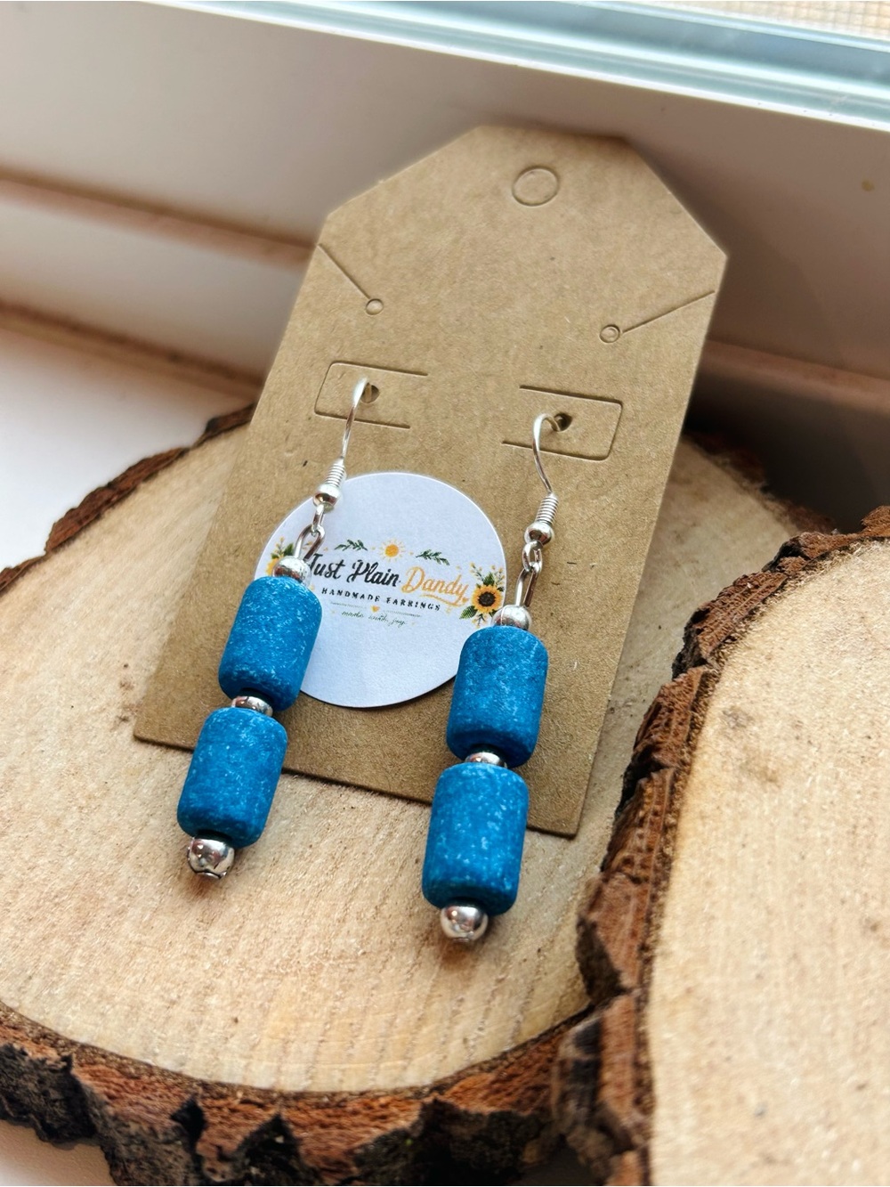 Handmade Turquoise Blue Beaded Dangle Earrings NWT Boho